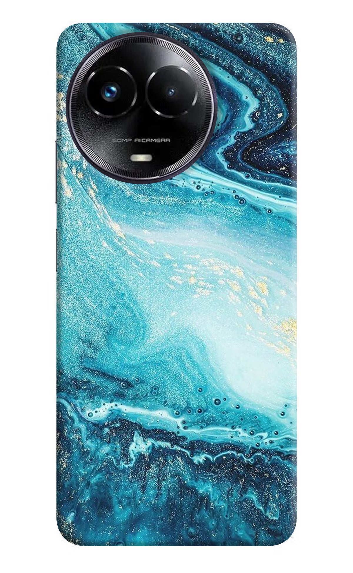 Blue Glitter Marble Realme Narzo 60x Hard Case Back Cover by Casekaro