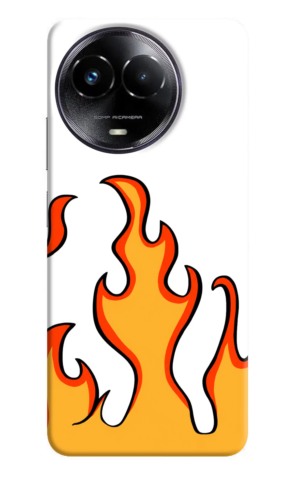 Fired Up – White Realme Narzo 60x Hard Case Back Cover by Casekaro