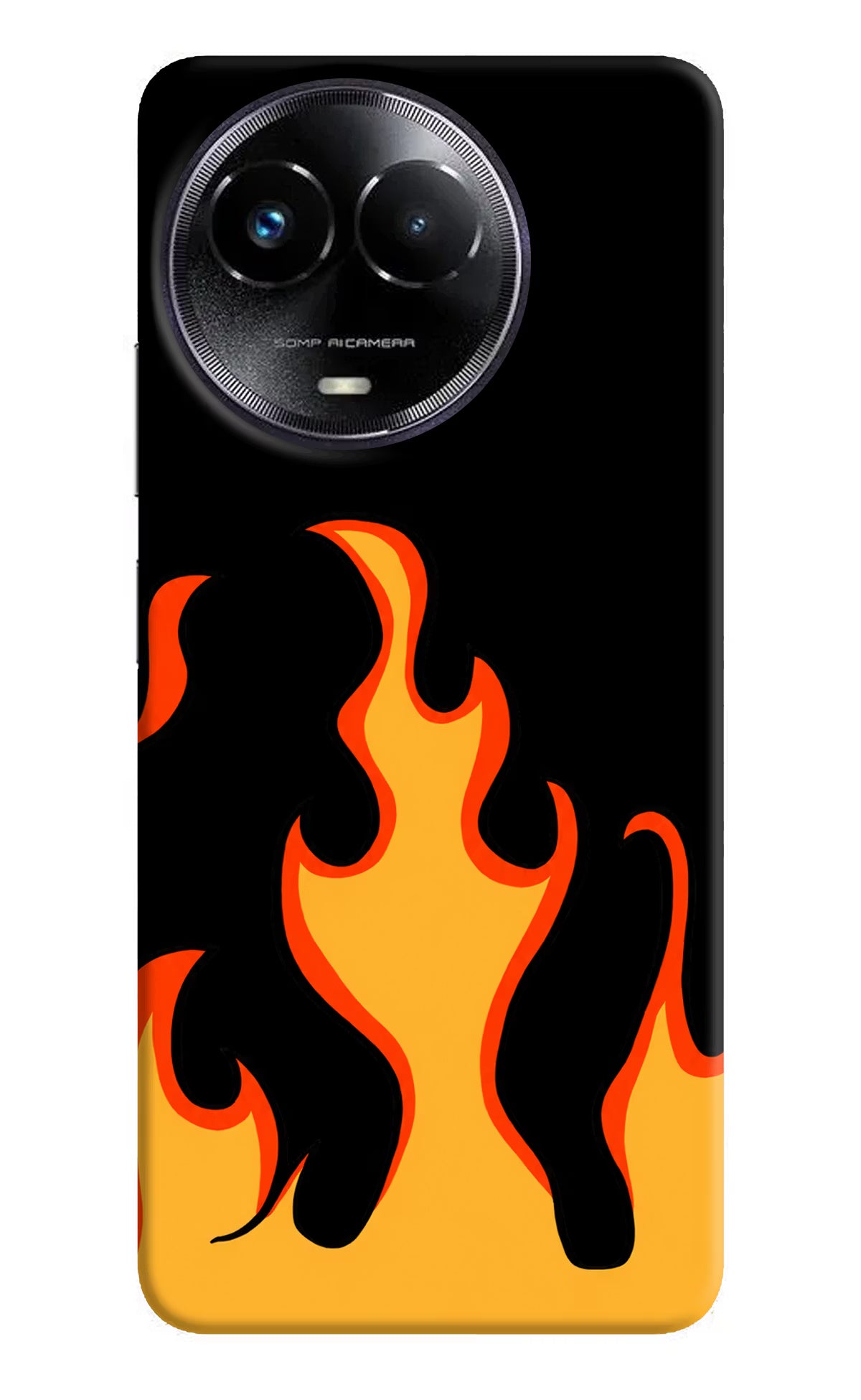Fired Up – Black Realme Narzo 60x Hard Case Back Cover by Casekaro