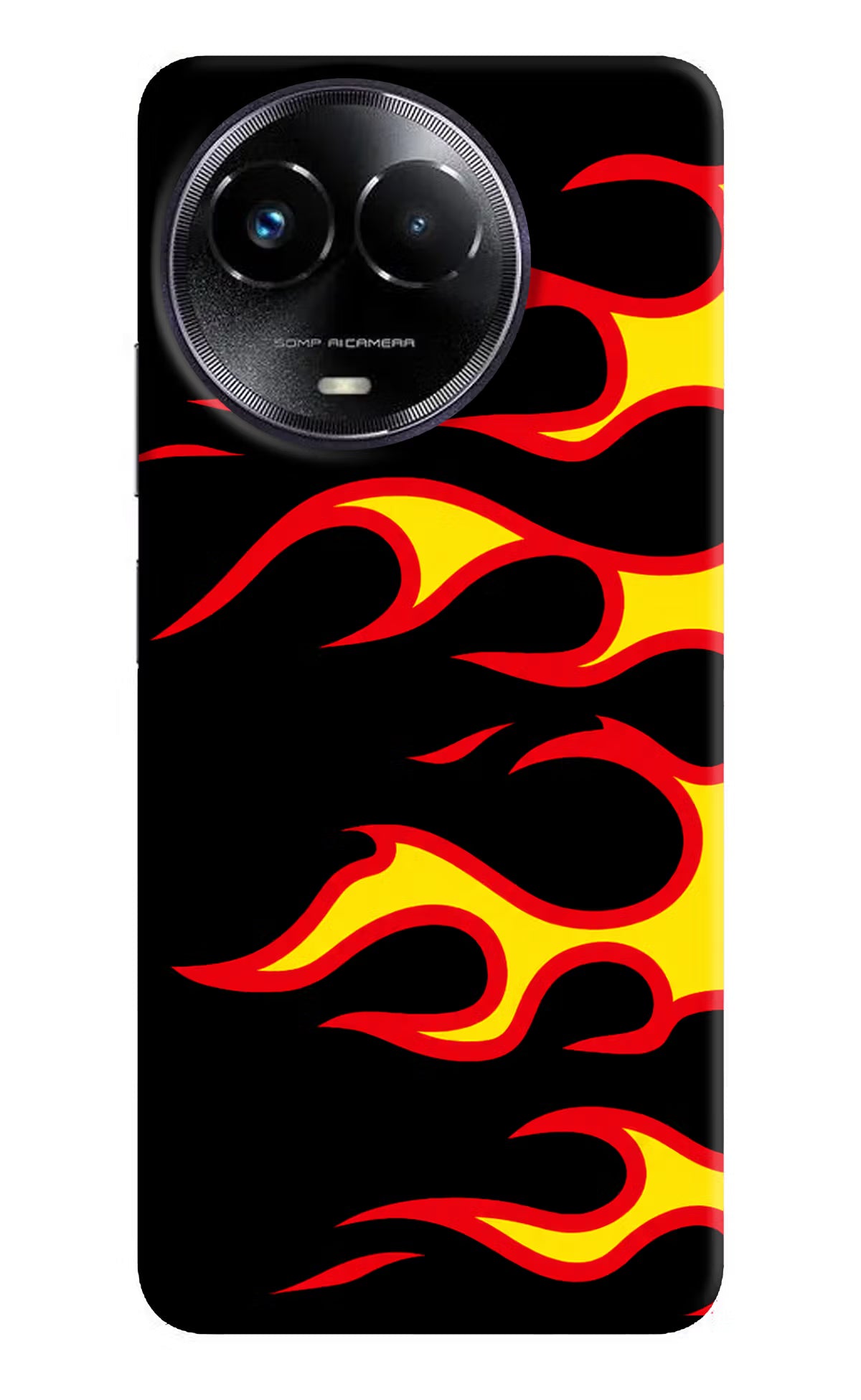 Side Sweep Flames Realme Narzo 60x Hard Case Back Cover by Casekaro