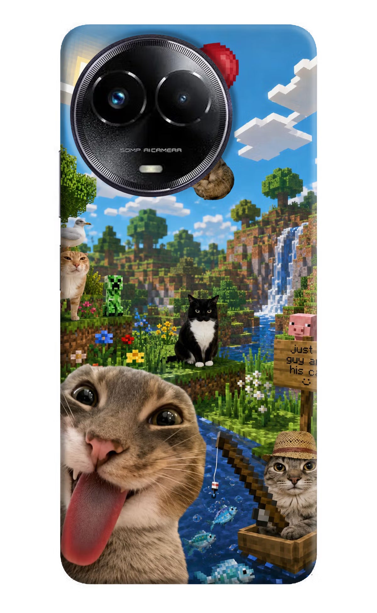 Minecraft Cat Chaos Realme Narzo 60x Back Cover