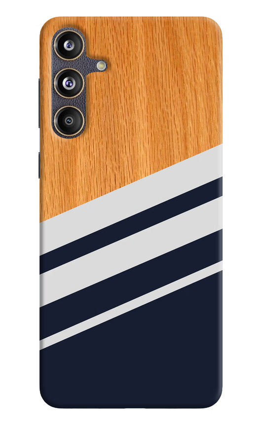Blue and white wooden Samsung F55 5G Hard Case Back Cover by Casekaro