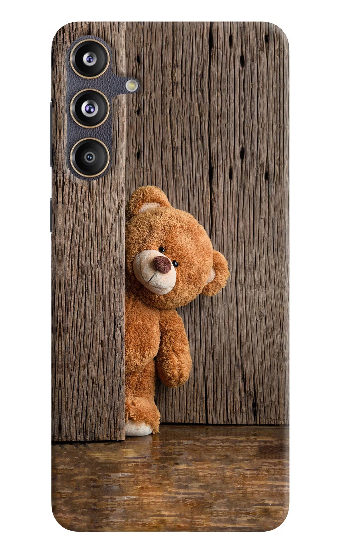 Teddy Wooden Samsung F55 5G Hard Case Back Cover by Casekaro