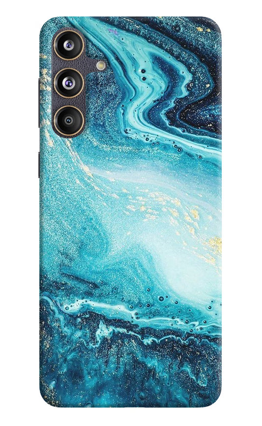 Blue Glitter Marble Samsung F55 5G Hard Case Back Cover by Casekaro