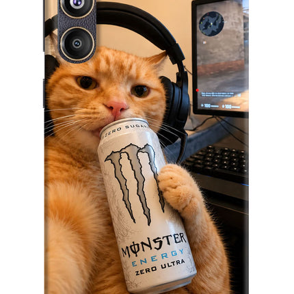 Gamer Cat Energy Samsung F55 5G Hard Case Back Cover by Casekaro