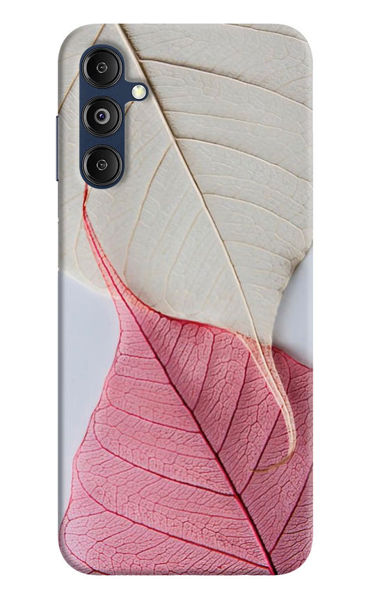 White Pink Leaf Samsung M14 5G Hard Case Back Cover by Casekaro