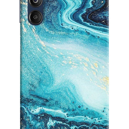 Blue Glitter Marble Samsung M14 5G Hard Case Back Cover by Casekaro