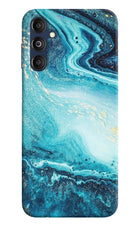 Blue Glitter Marble Samsung M14 5G Hard Case Back Cover by Casekaro