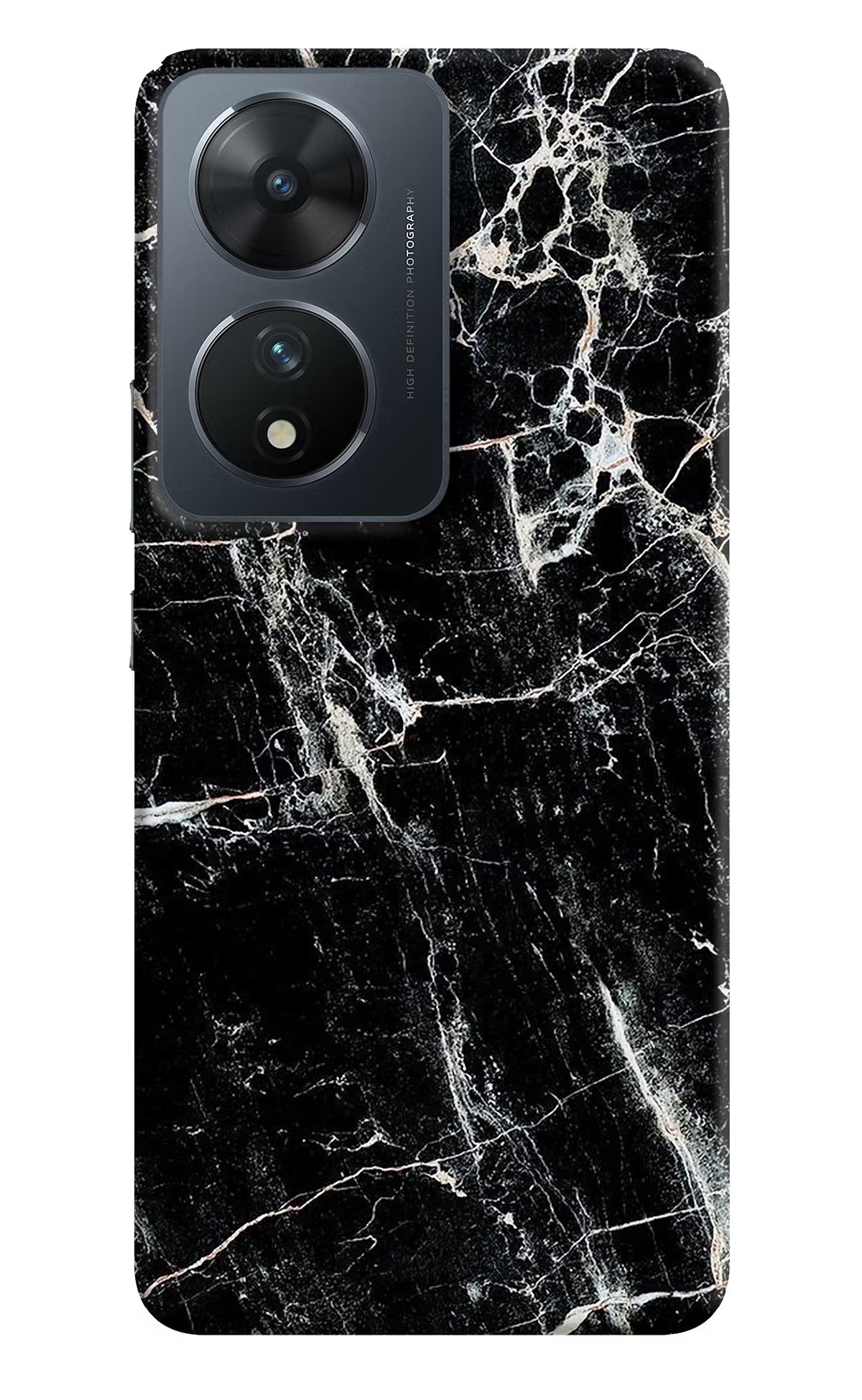 Black Marble Texture Vivo T2 5G Hard Case Back Cover by Casekaro