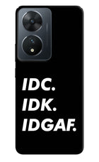 Idc Idk Idgaf Vivo T2 5G Hard Case Back Cover by Casekaro