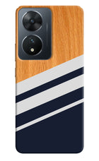 Blue and white wooden Vivo T2 5G Hard Case Back Cover by Casekaro