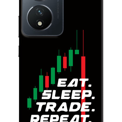 Eat Sleep Trade Repeat Vivo T2 5G Hard Case Back Cover by Casekaro