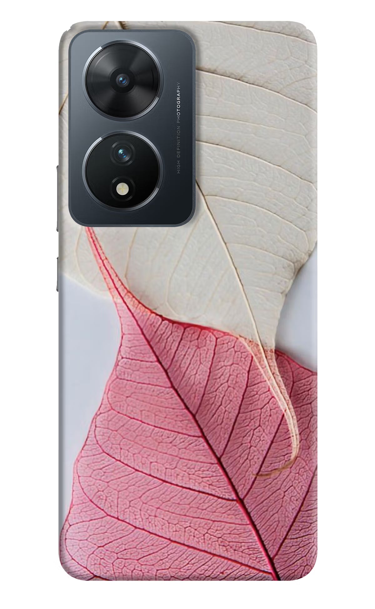 White Pink Leaf Vivo T2 5G Hard Case Back Cover by Casekaro