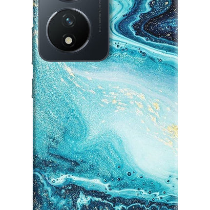 Blue Glitter Marble Vivo T2 5G Hard Case Back Cover by Casekaro