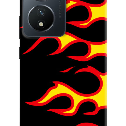 Side Sweep Flames Vivo T2 5G Hard Case Back Cover by Casekaro
