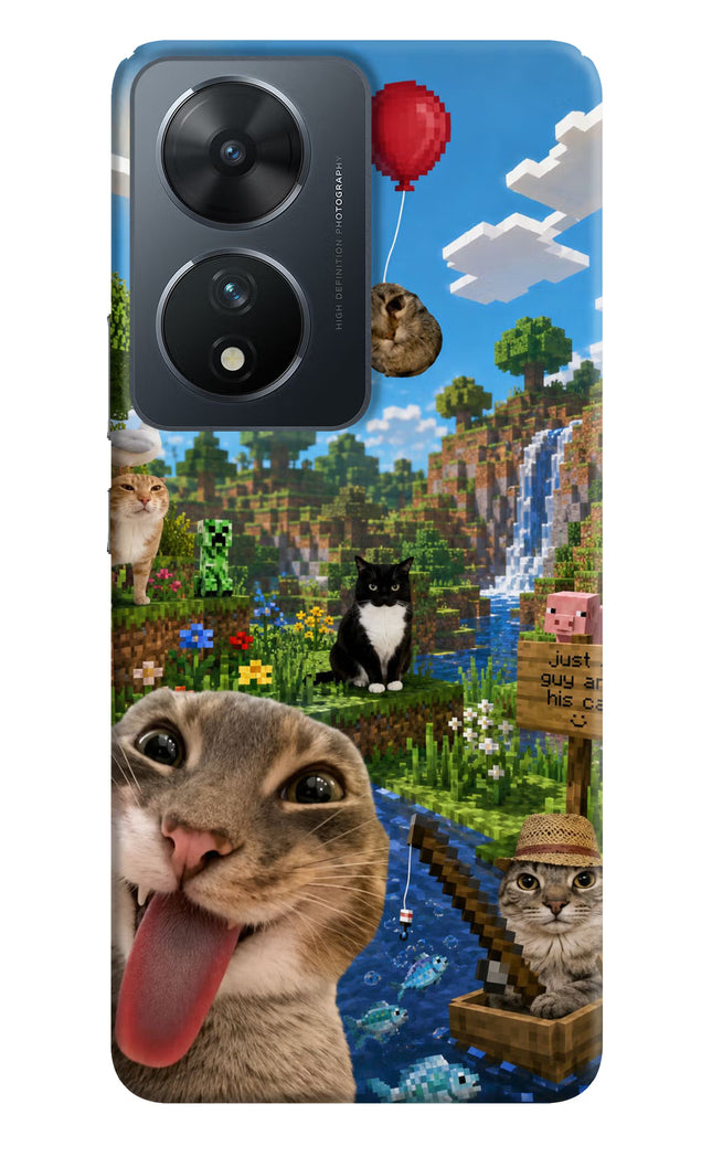 Minecraft Cat Chaos Vivo T2 5G Hard Case Back Cover by Casekaro