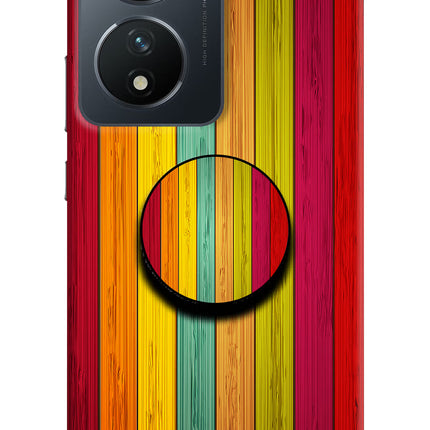 Multicolor Wooden Vivo T2 5G Pop Case by Casekaro