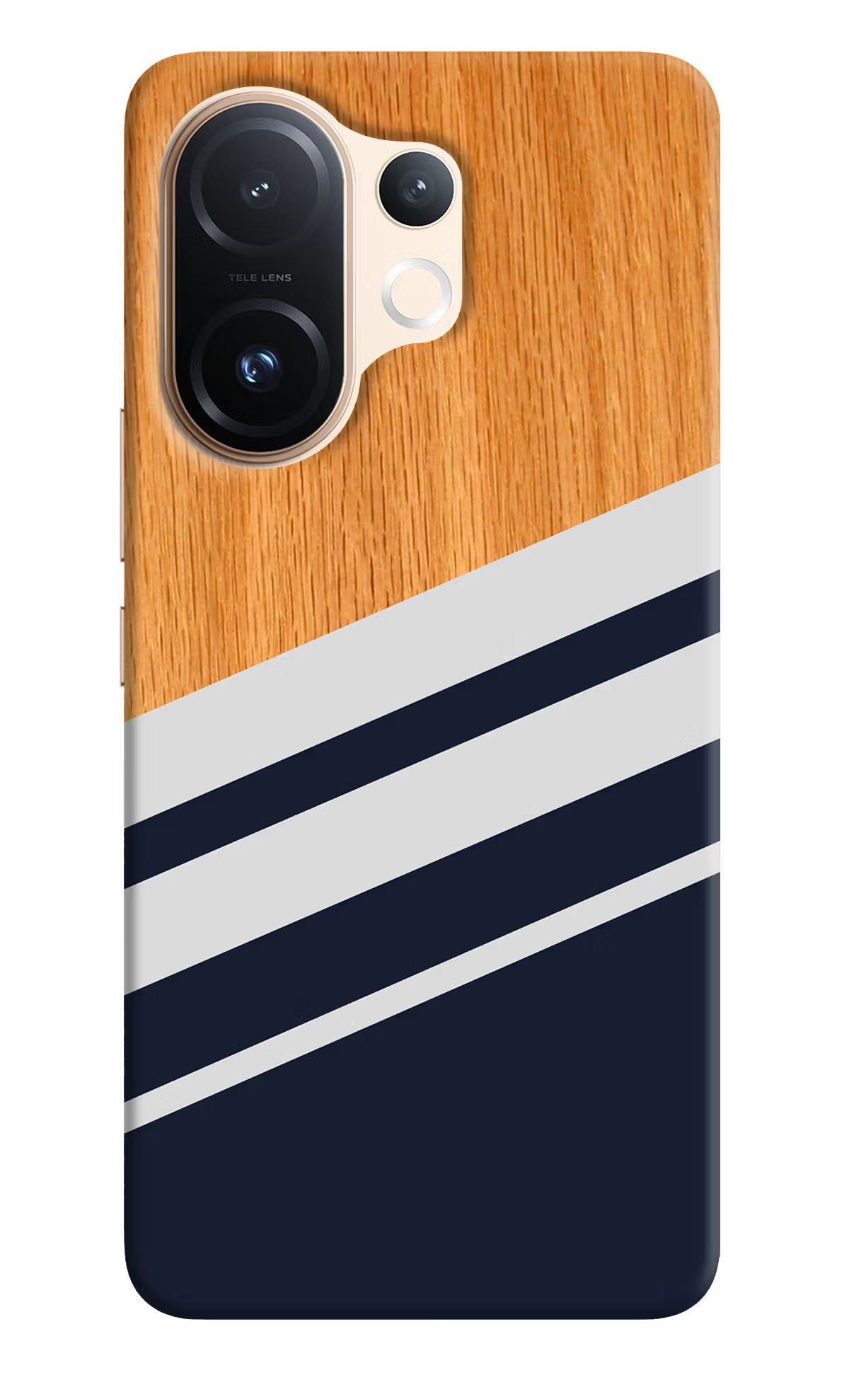Blue and white wooden Vivo T4 Pro 5G Hard Case Back Cover by Casekaro