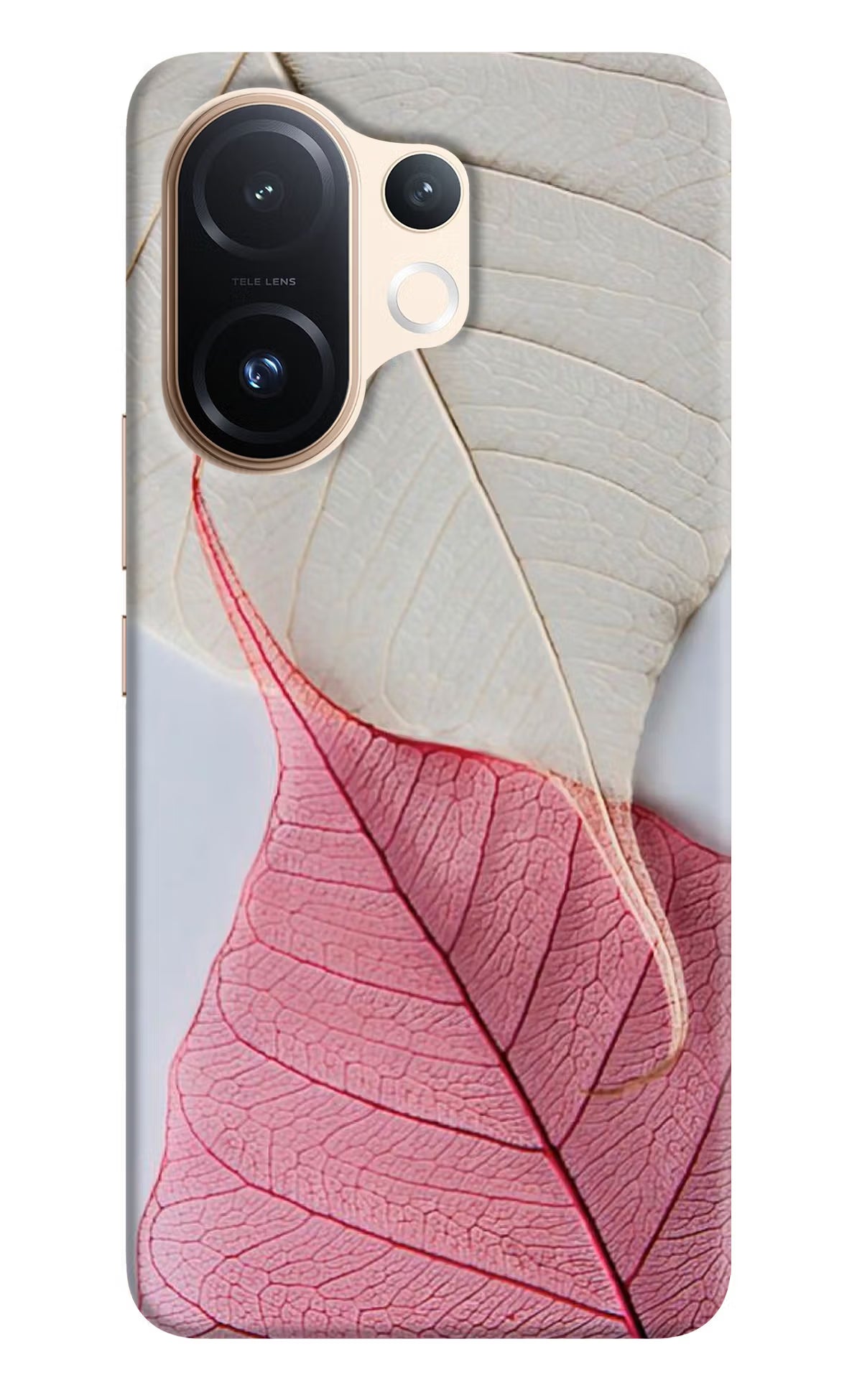 White Pink Leaf Vivo T4 Pro 5G Hard Case Back Cover by Casekaro