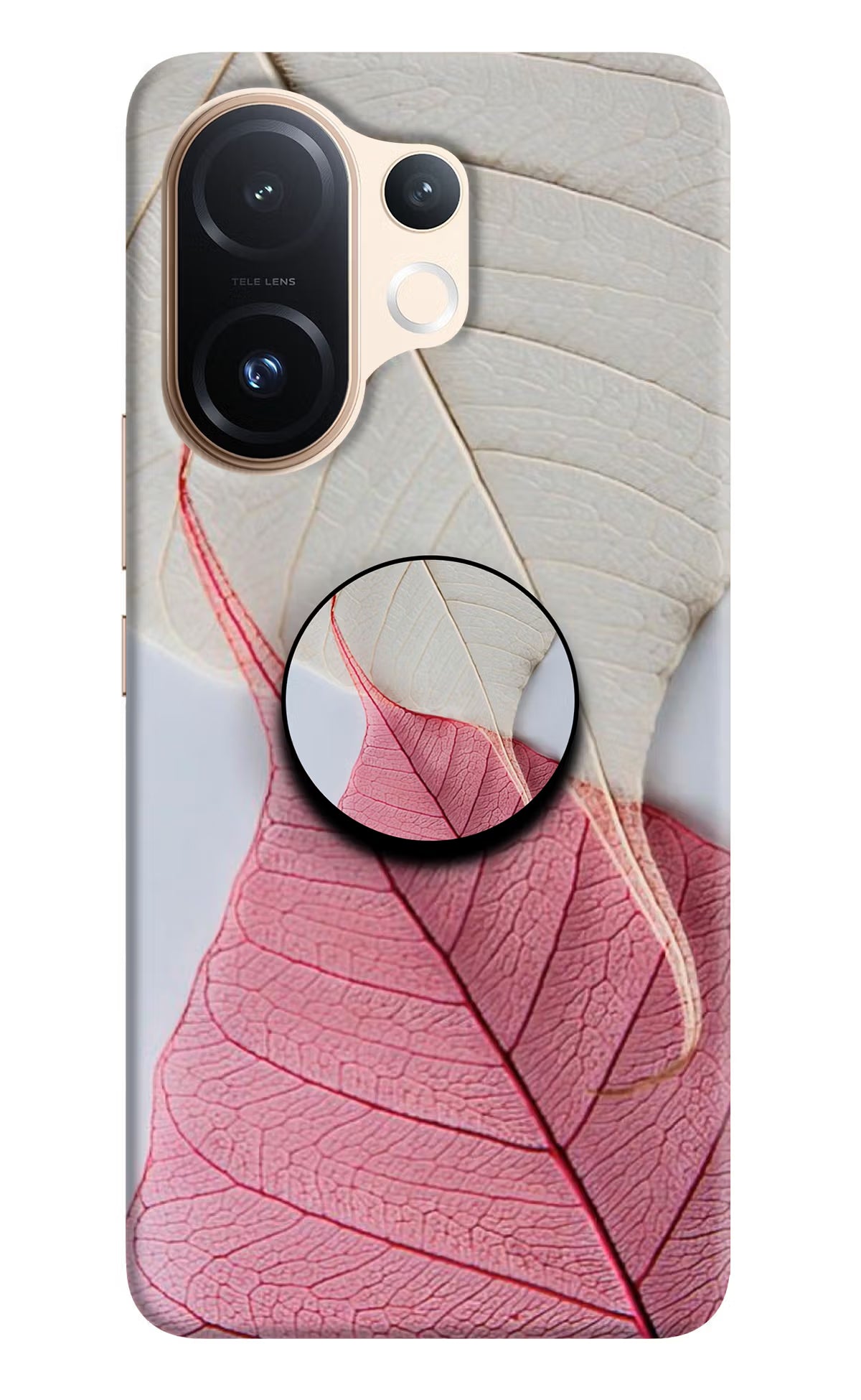 White Pink Leaf Vivo T4 Pro 5G Pop Case by Casekaro