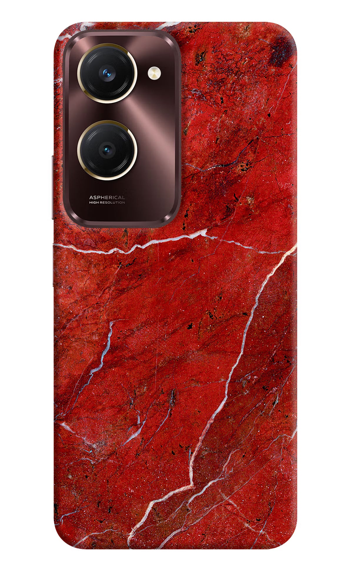 Red Marble Design Vivo Y28s 5G Hard Case Back Cover by Casekaro