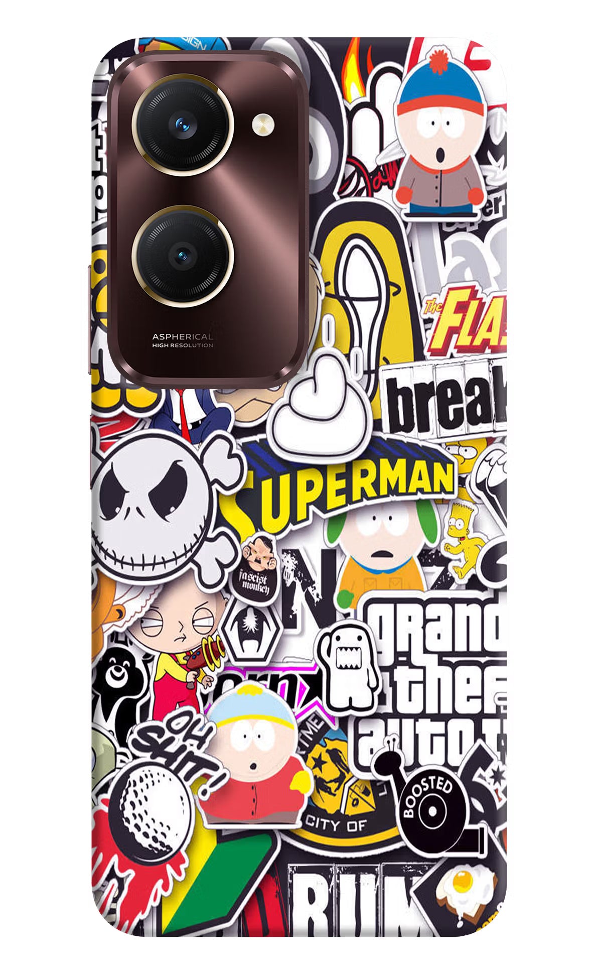Sticker Bomb Vivo Y28s 5G Hard Case Back Cover by Casekaro