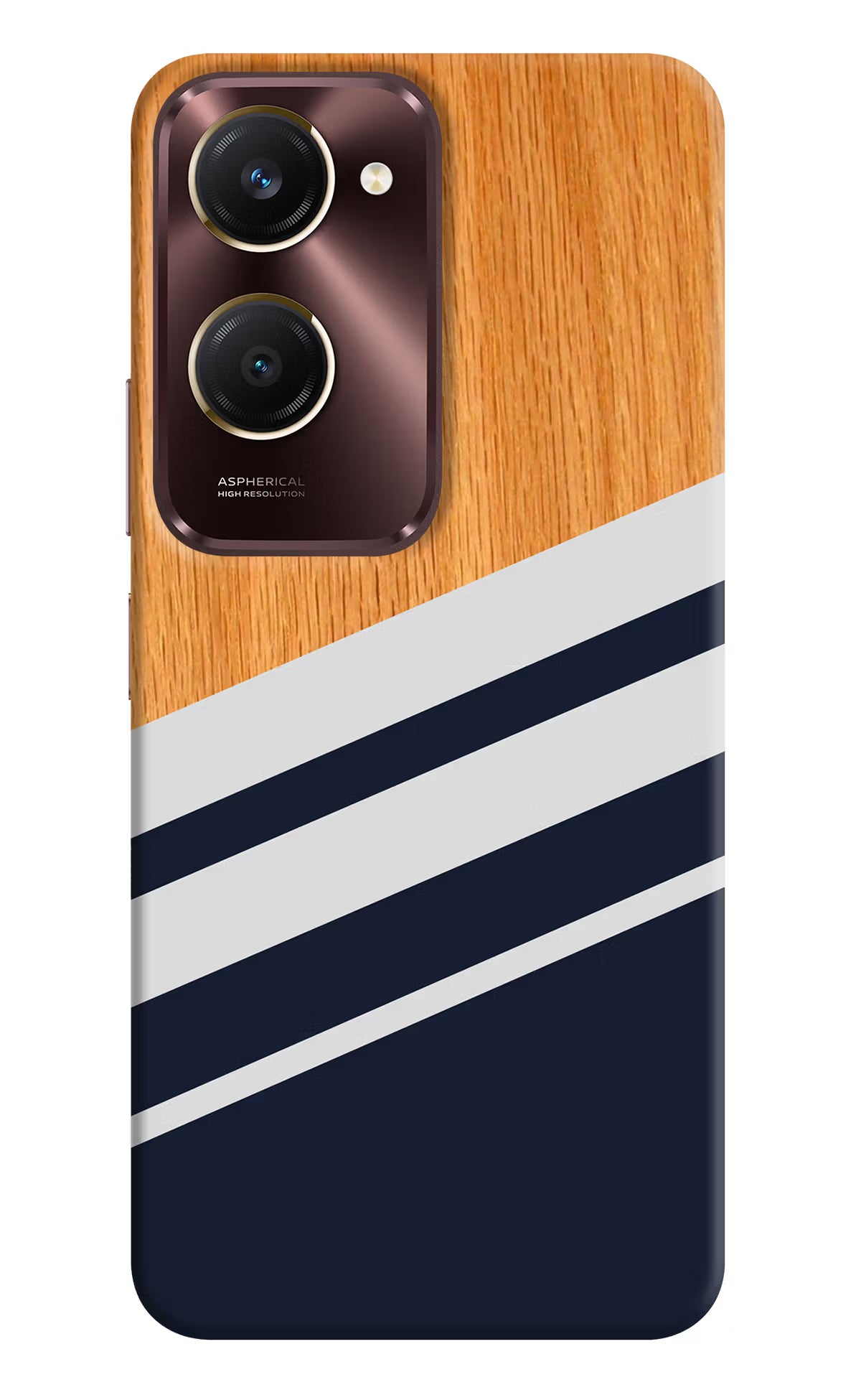 Blue and white wooden Vivo Y28s 5G Hard Case Back Cover by Casekaro
