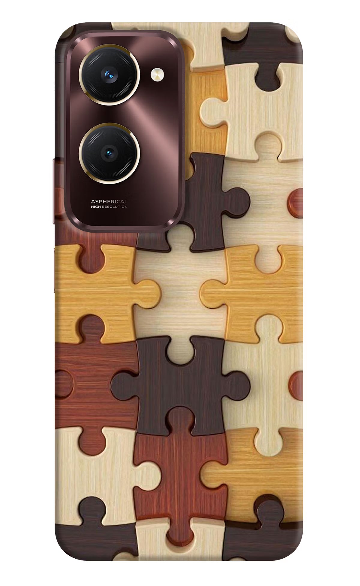 Wooden Puzzle Vivo Y28s 5G Hard Case Back Cover by Casekaro