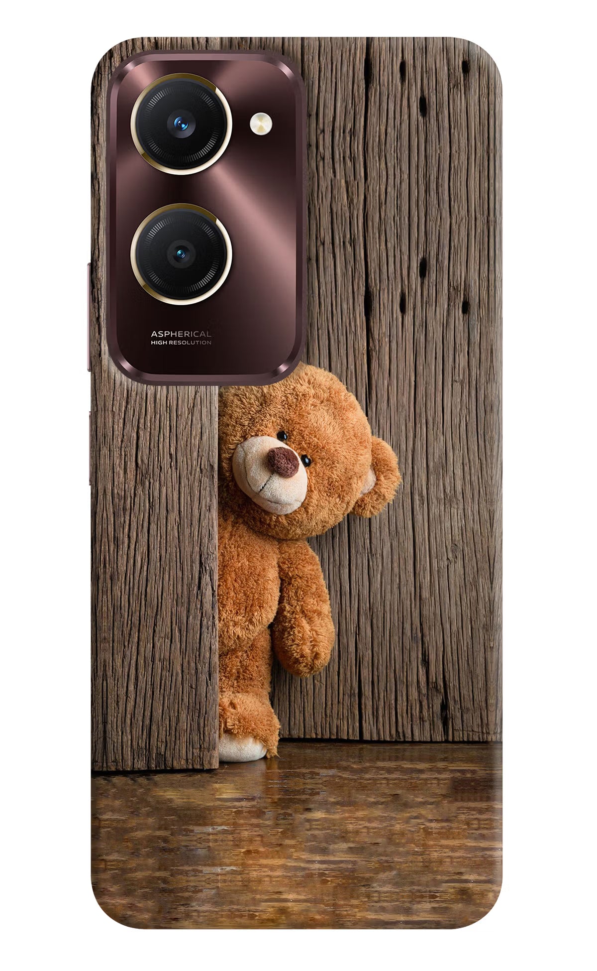 Teddy Wooden Vivo Y28s 5G Hard Case Back Cover by Casekaro