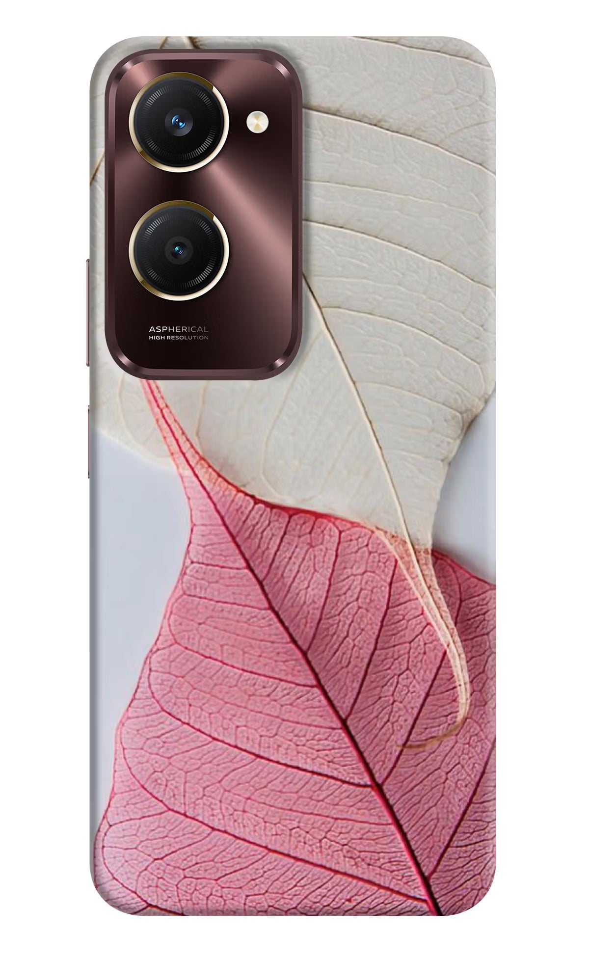White Pink Leaf Vivo Y28s 5G Hard Case Back Cover by Casekaro