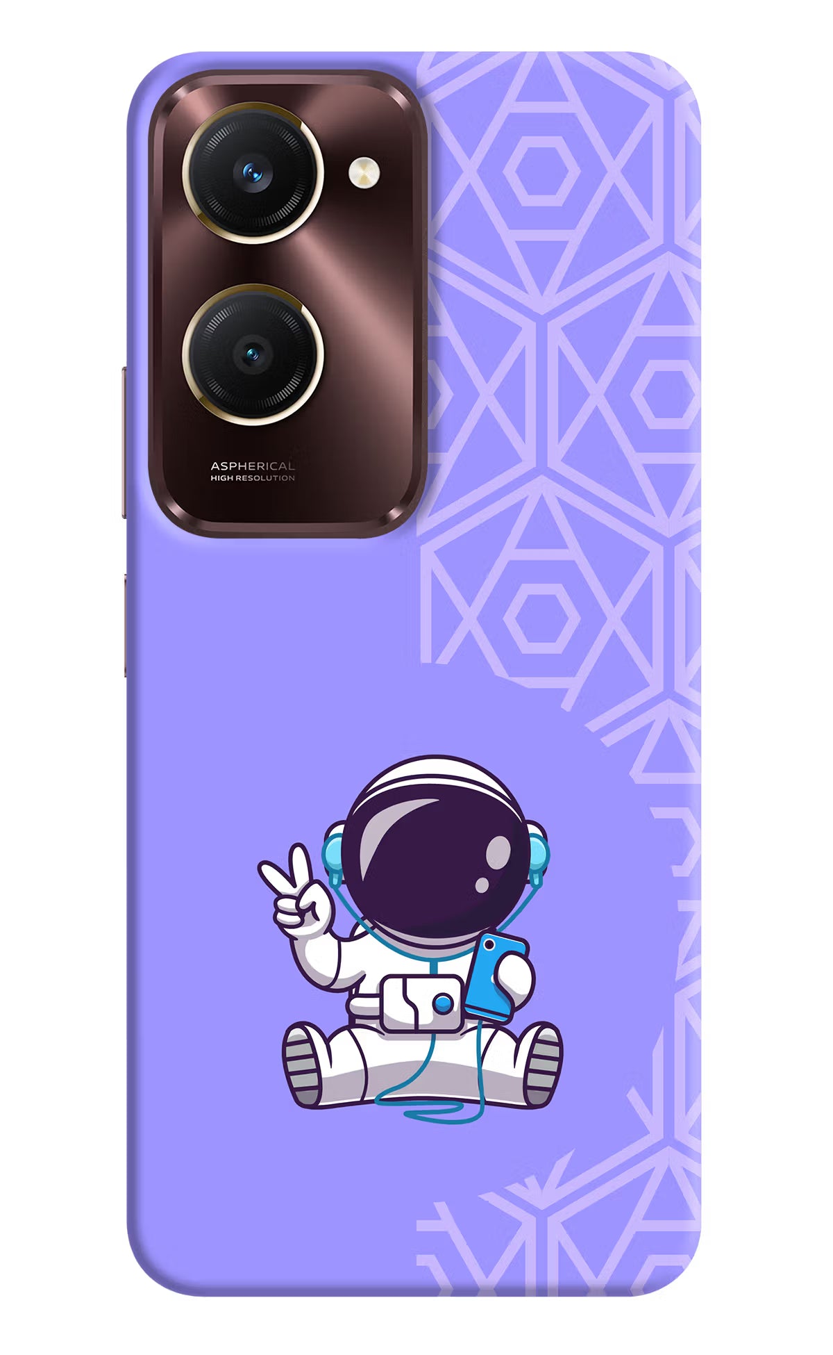 Cute Astronaut Chilling Vivo Y28s 5G Hard Case Back Cover by Casekaro