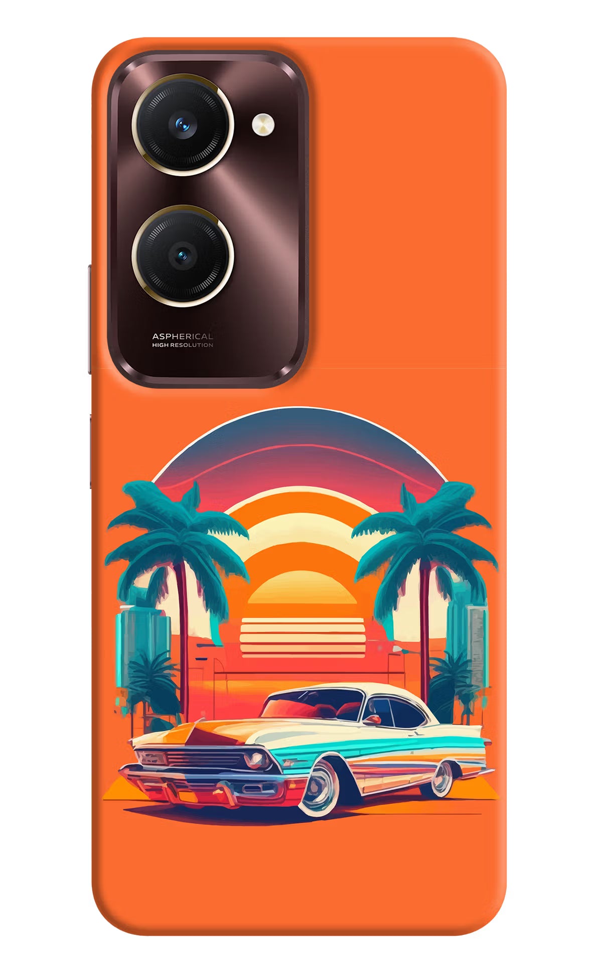 Palm Drive 80s Vivo Y28s 5G Hard Case Back Cover by Casekaro