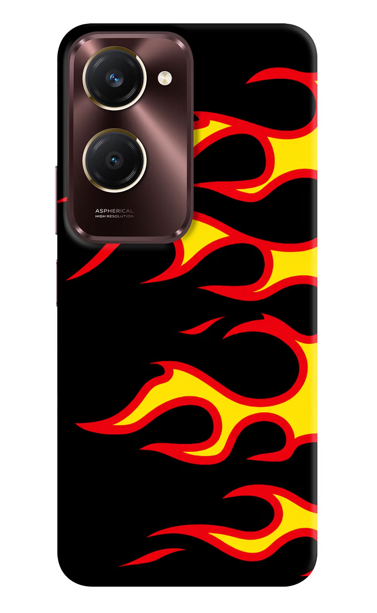 Side Sweep Flames Vivo Y28s 5G Hard Case Back Cover by Casekaro