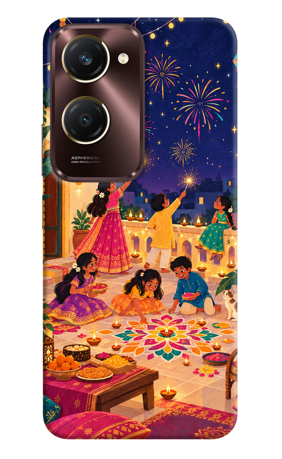 Diwali Night Vivo Y28s 5G Back Cover, Hard case
