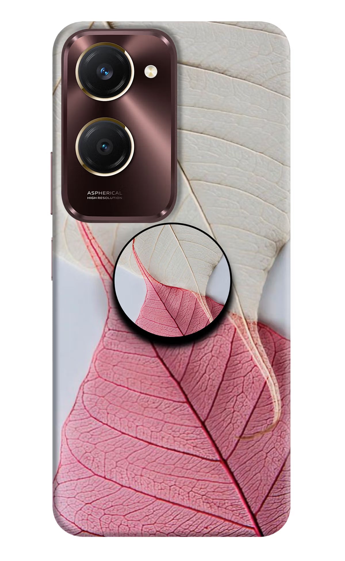 White Pink Leaf Vivo Y28s 5G Pop Case by Casekaro