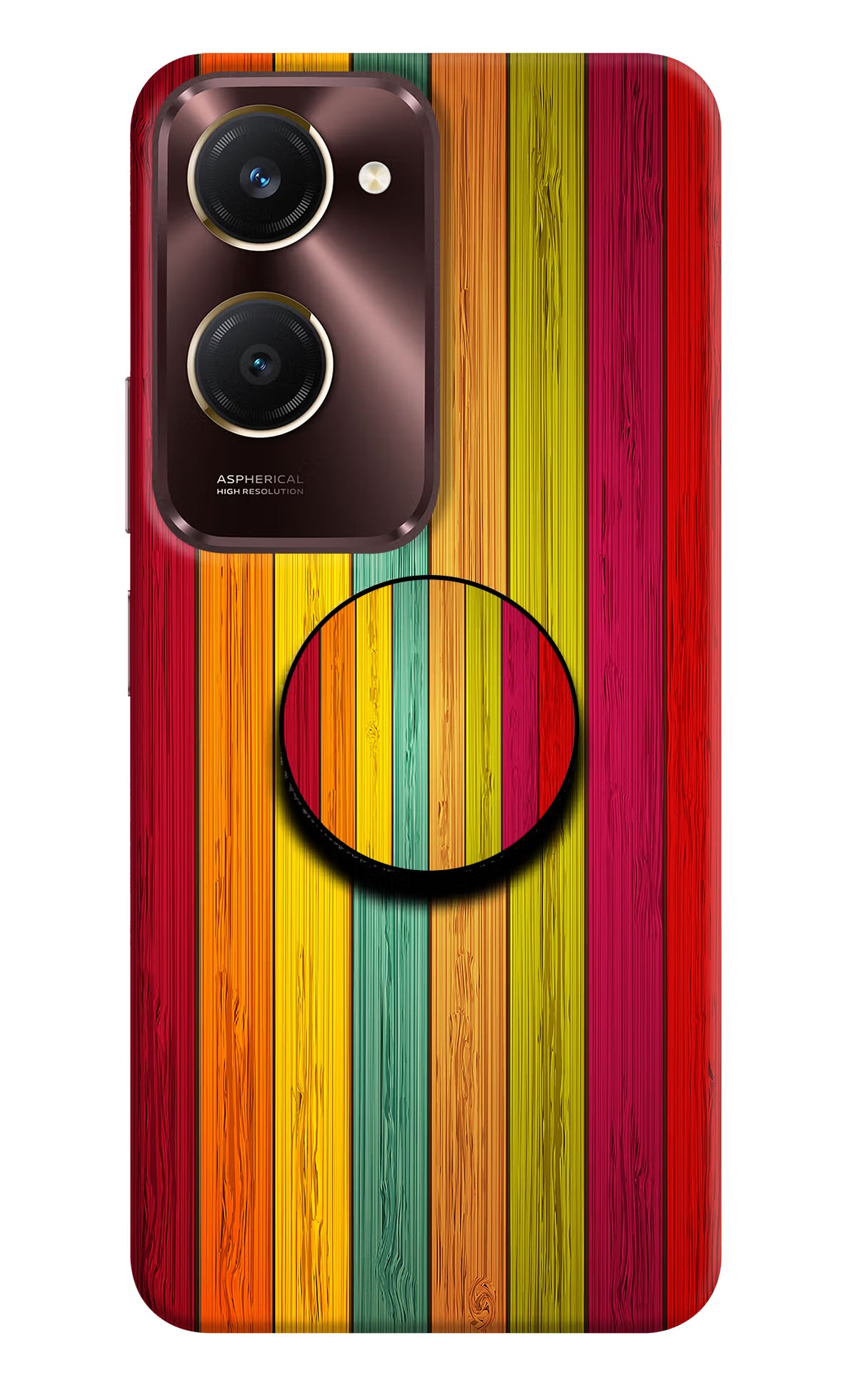 Multicolor Wooden Vivo Y28s 5G Pop Case by Casekaro