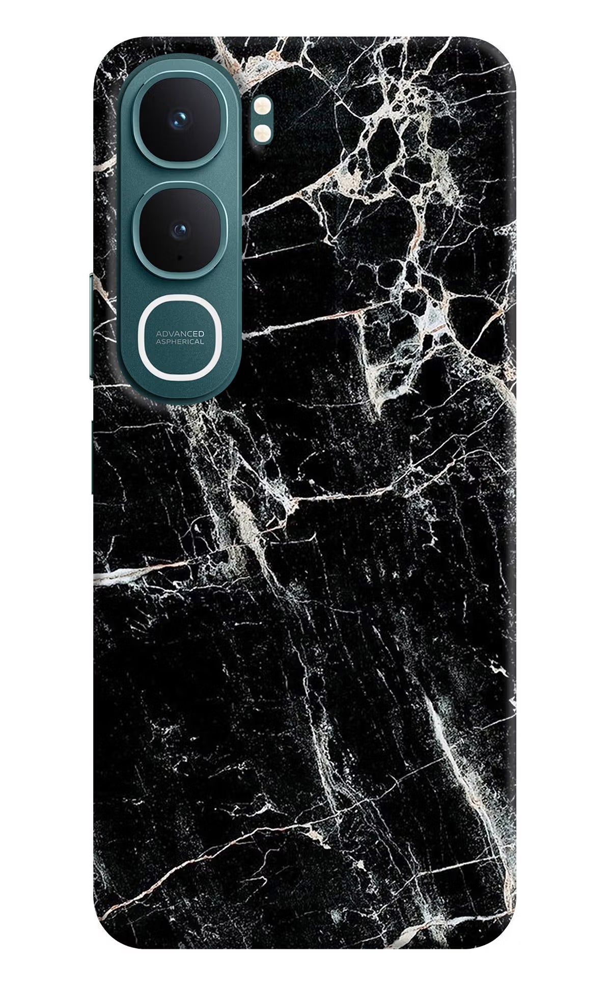 Black Marble Texture Vivo Y31 5G Hard Case Back Cover by Casekaro