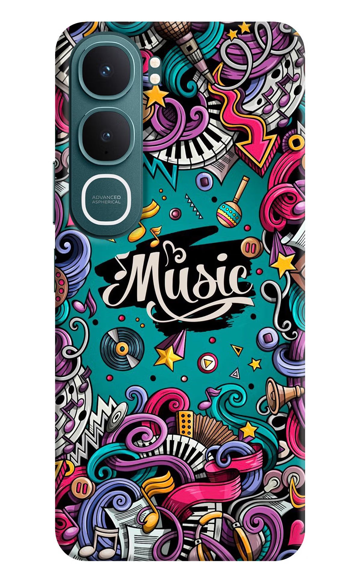 Music Graffiti Vivo Y31 5G Hard Case Back Cover by Casekaro
