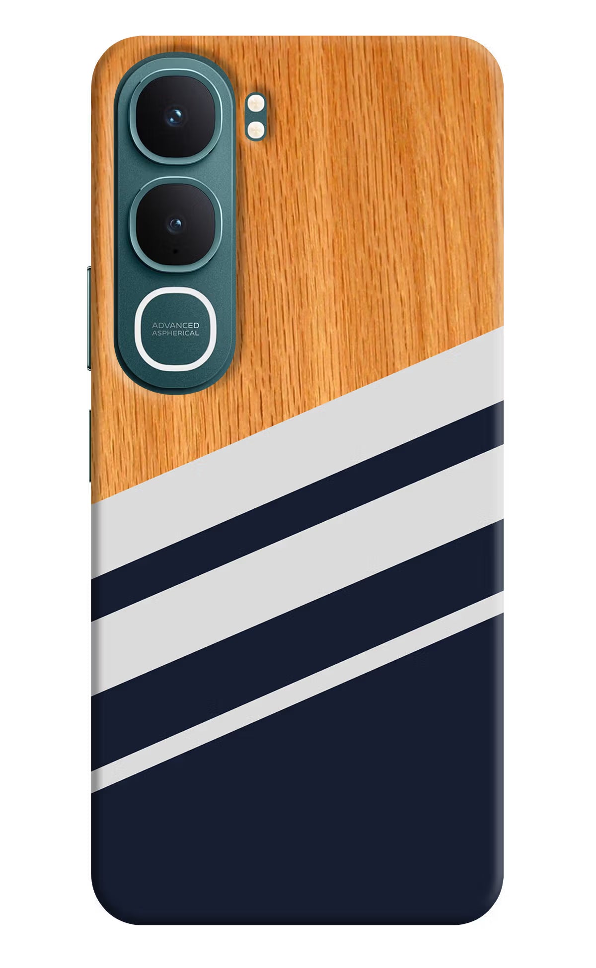 Blue and white wooden Vivo Y31 5G Hard Case Back Cover by Casekaro