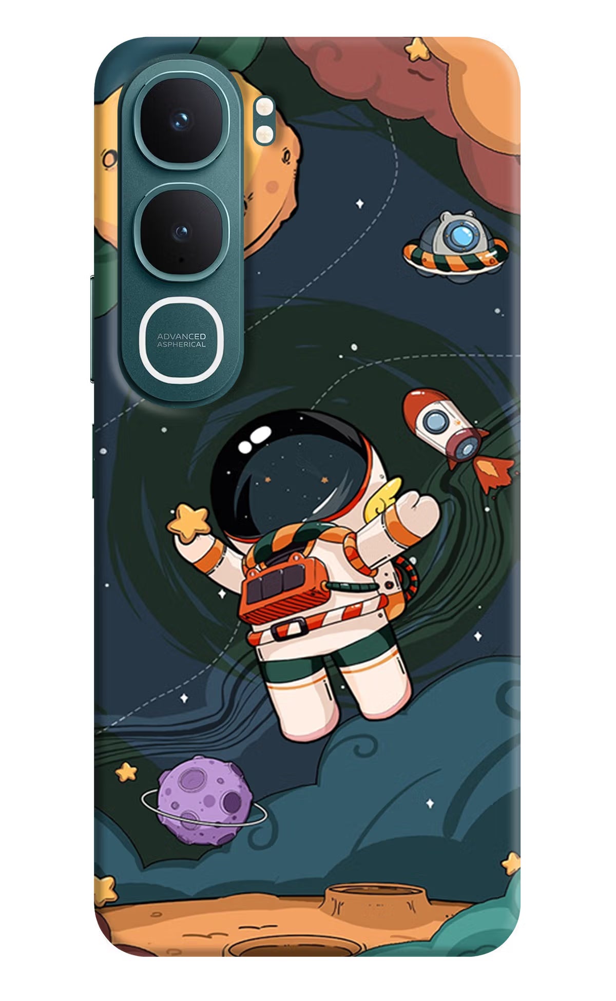 Cartoon Astronaut Vivo Y31 5G Hard Case Back Cover by Casekaro