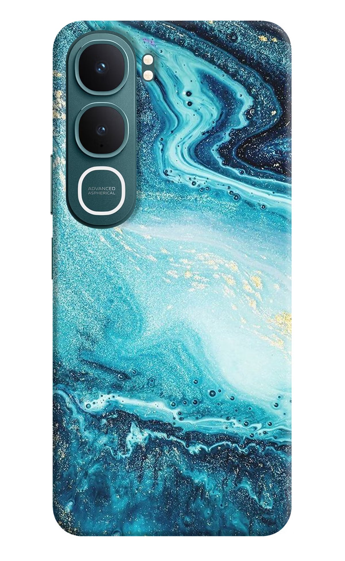 Blue Glitter Marble Vivo Y31 5G Hard Case Back Cover by Casekaro