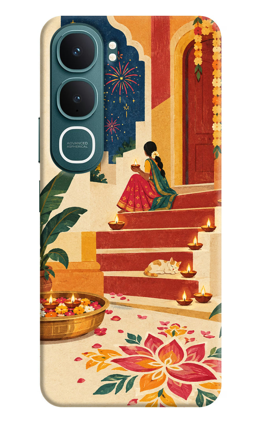 Diwali Rangoli Vivo Y31 5G Back Cover, Hard case