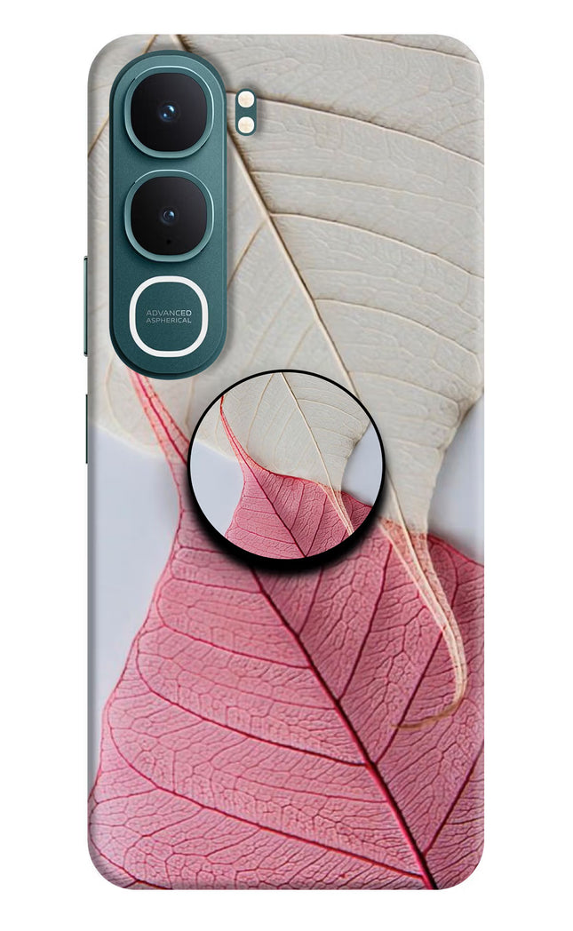 White Pink Leaf Vivo Y31 5G Pop Case by Casekaro