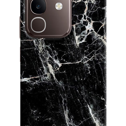 Black Marble Texture Vivo Y31 Pro 5G Hard Case Back Cover by Casekaro