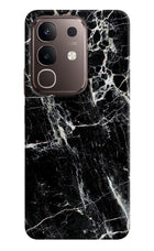 Black Marble Texture Vivo Y31 Pro 5G Hard Case Back Cover by Casekaro
