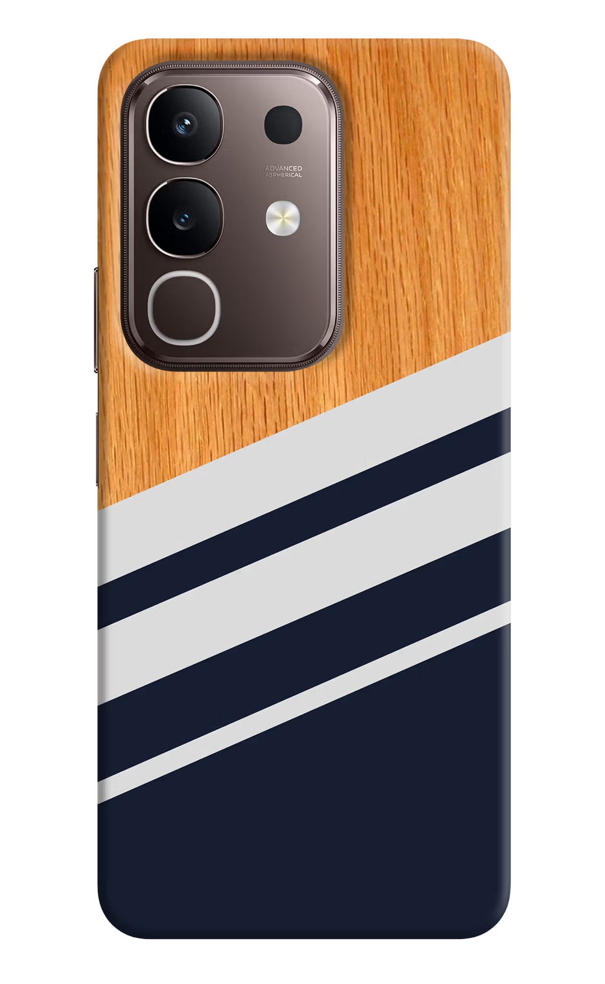 Blue and white wooden Vivo Y31 Pro 5G Hard Case Back Cover by Casekaro