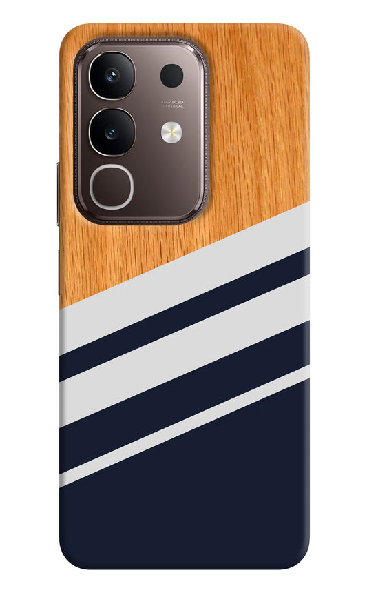 Blue and white wooden Vivo Y31 Pro 5G Hard Case Back Cover by Casekaro