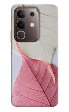 White Pink Leaf Vivo Y31 Pro 5G Hard Case Back Cover by Casekaro