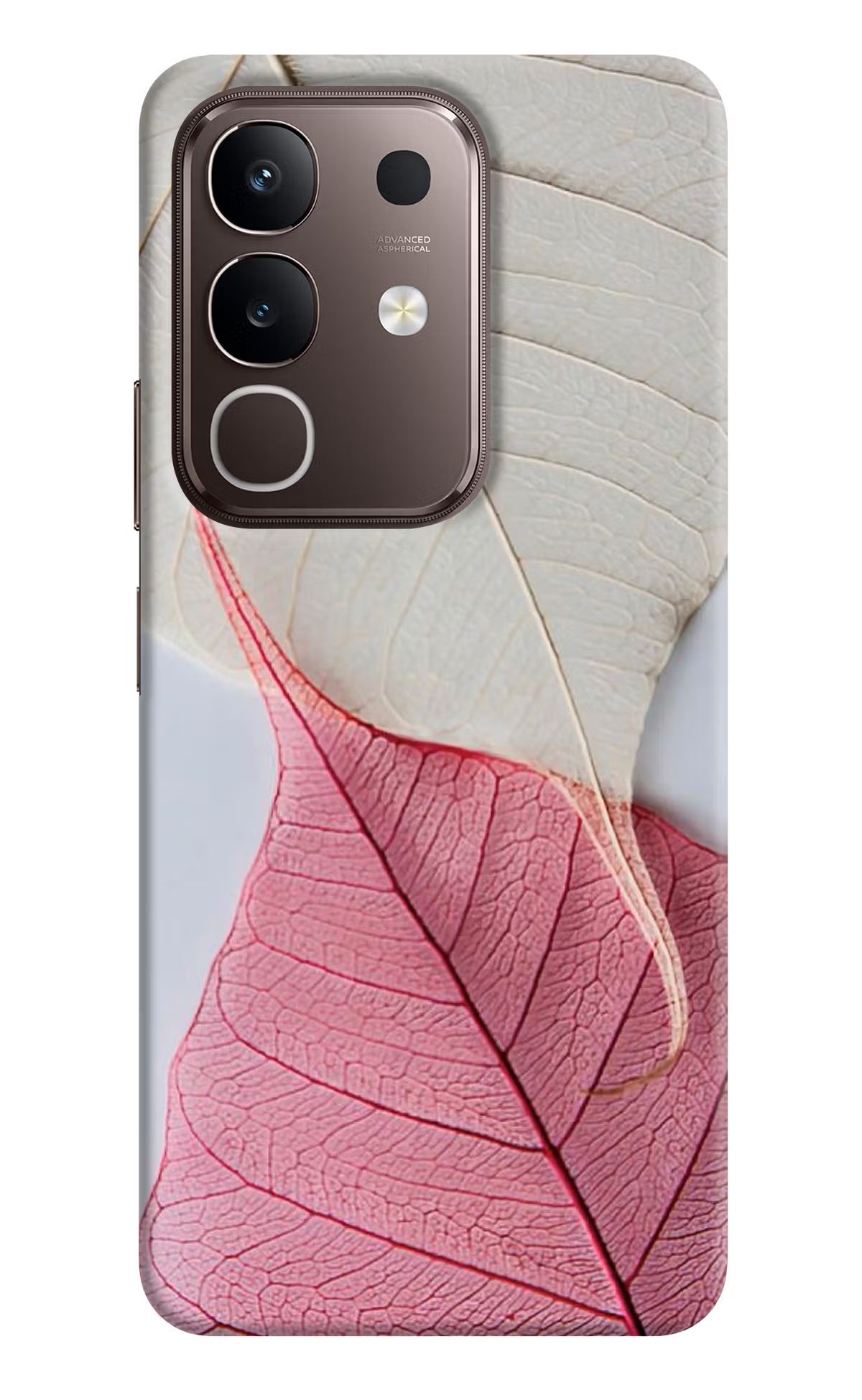 White Pink Leaf Vivo Y31 Pro 5G Hard Case Back Cover by Casekaro