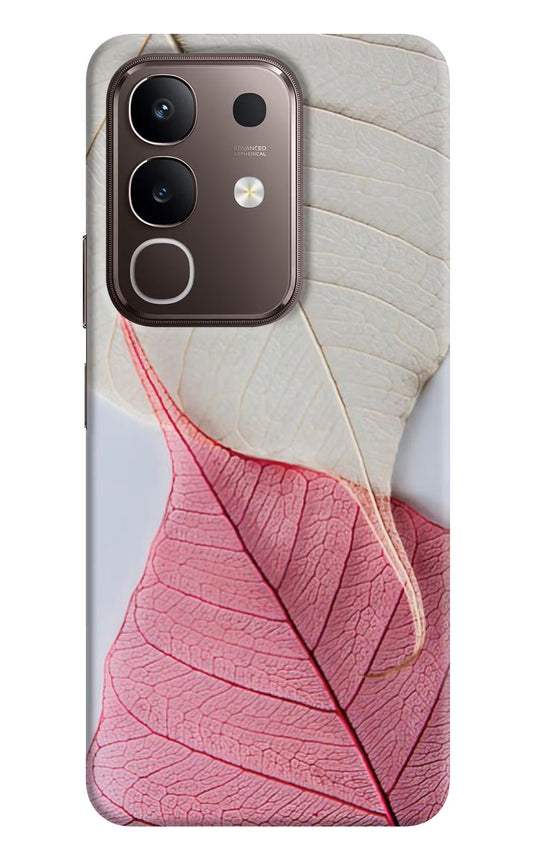 White Pink Leaf Vivo Y31 Pro 5G Hard Case Back Cover by Casekaro